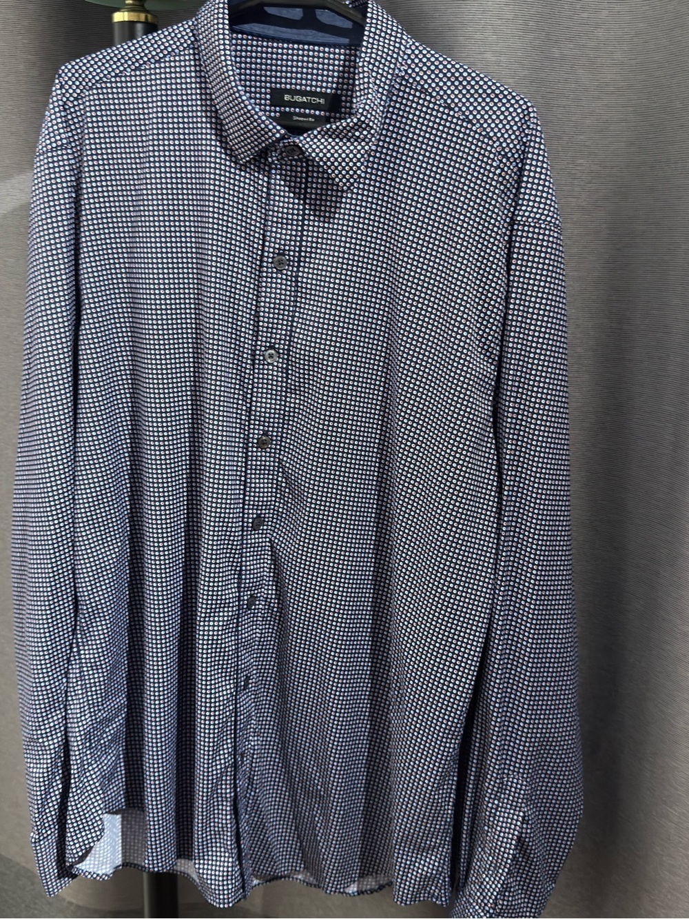 Bugatchi Navy and White Micro Dot Dress Shirt